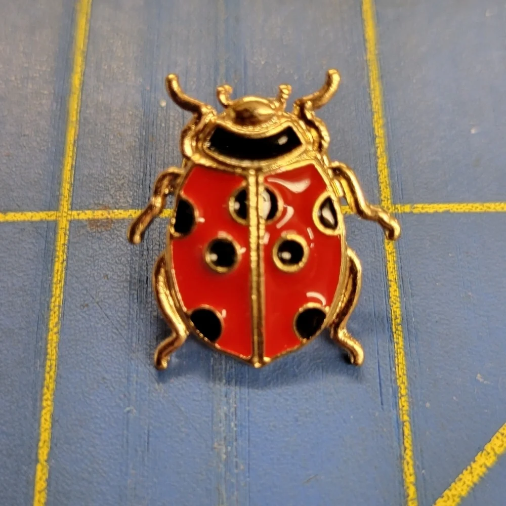 Ladybug Gold Tack Pin 0.5
